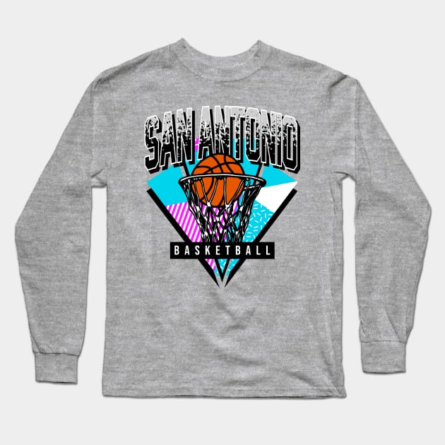 San Antonio Basketball 90s Throwback Long Sleeve T-Shirt by funandgames